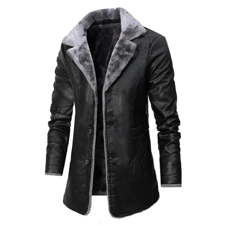 Men's Fur Collar Mid-Length Coat