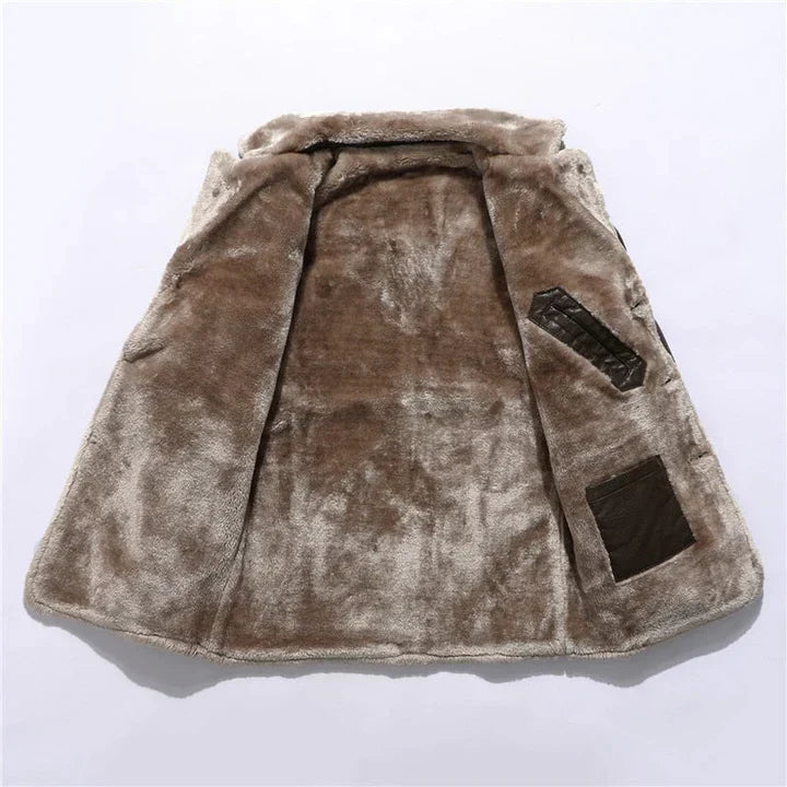 Men's Fur Collar Mid-Length Coat