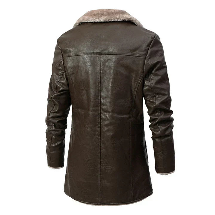 Men's Fur Collar Mid-Length Coat