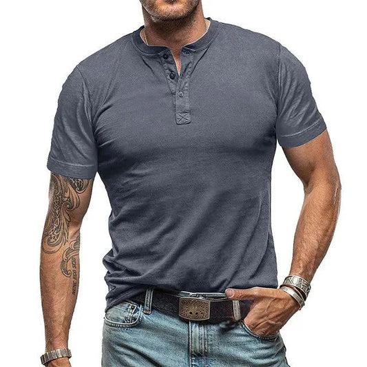 Men's Henley T-Shirt with Button Detail