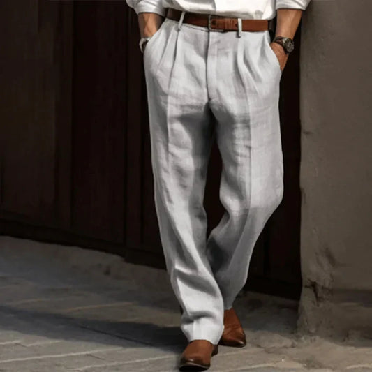Men's High-Waisted Relaxed Fit Pleated Wide-Leg Pants