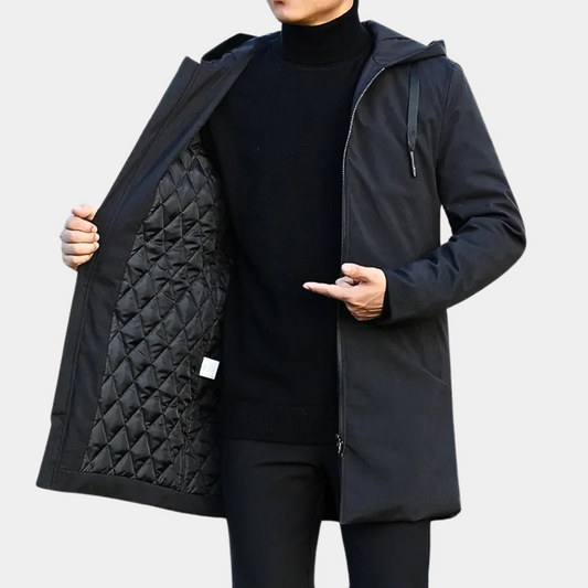 Men's Hooded Longline Zip-Up Jacket