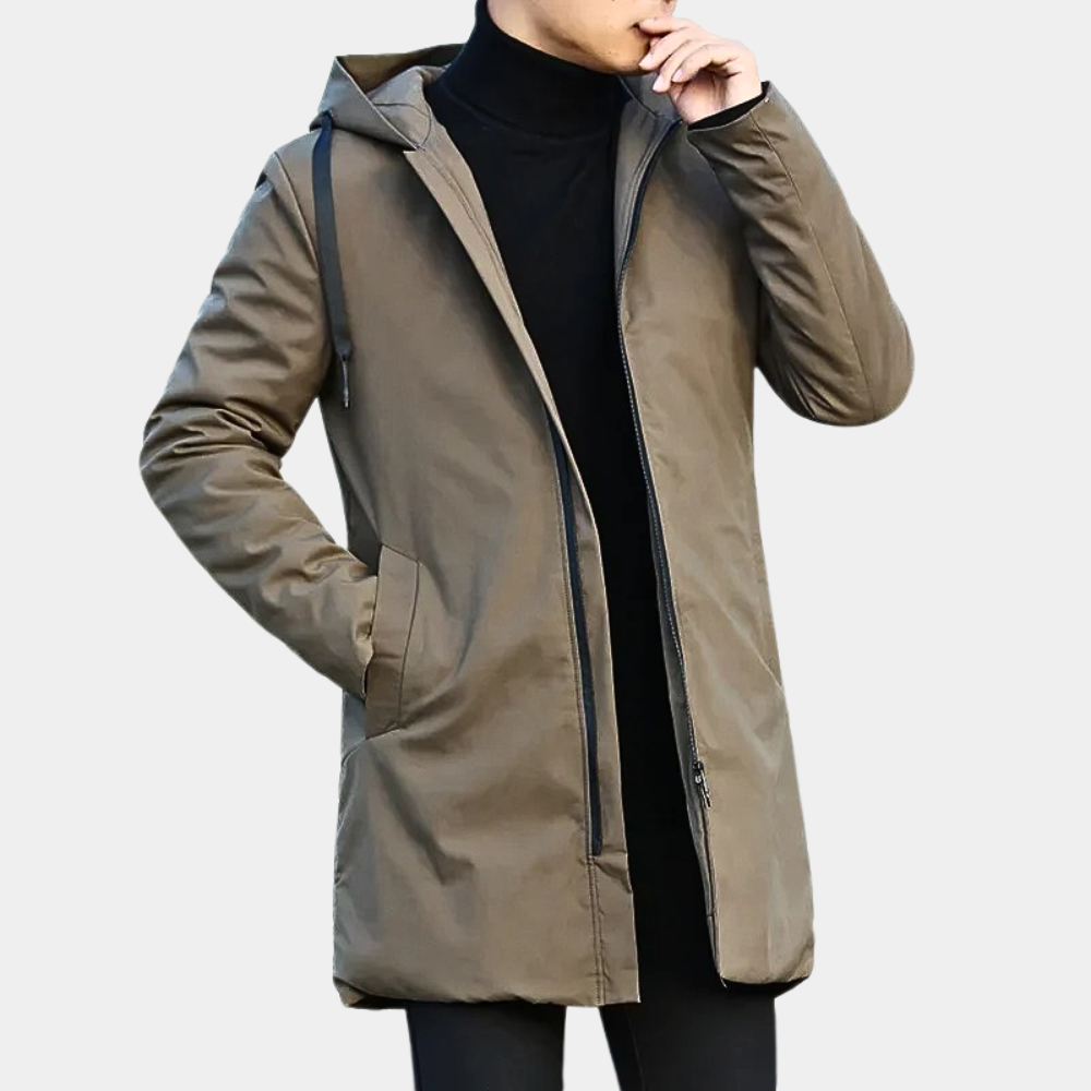 Men's Hooded Longline Zip-Up Jacket