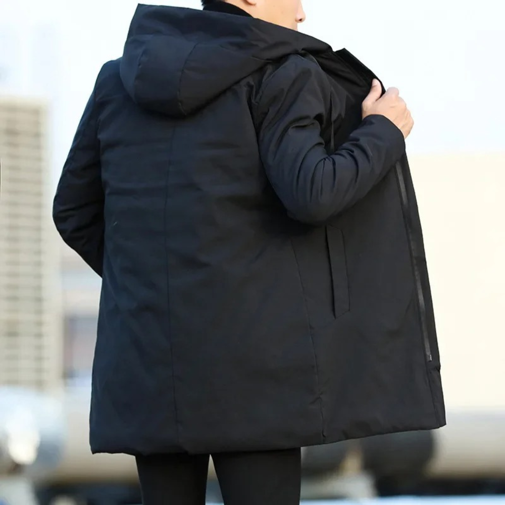 Men's Hooded Longline Zip-Up Jacket
