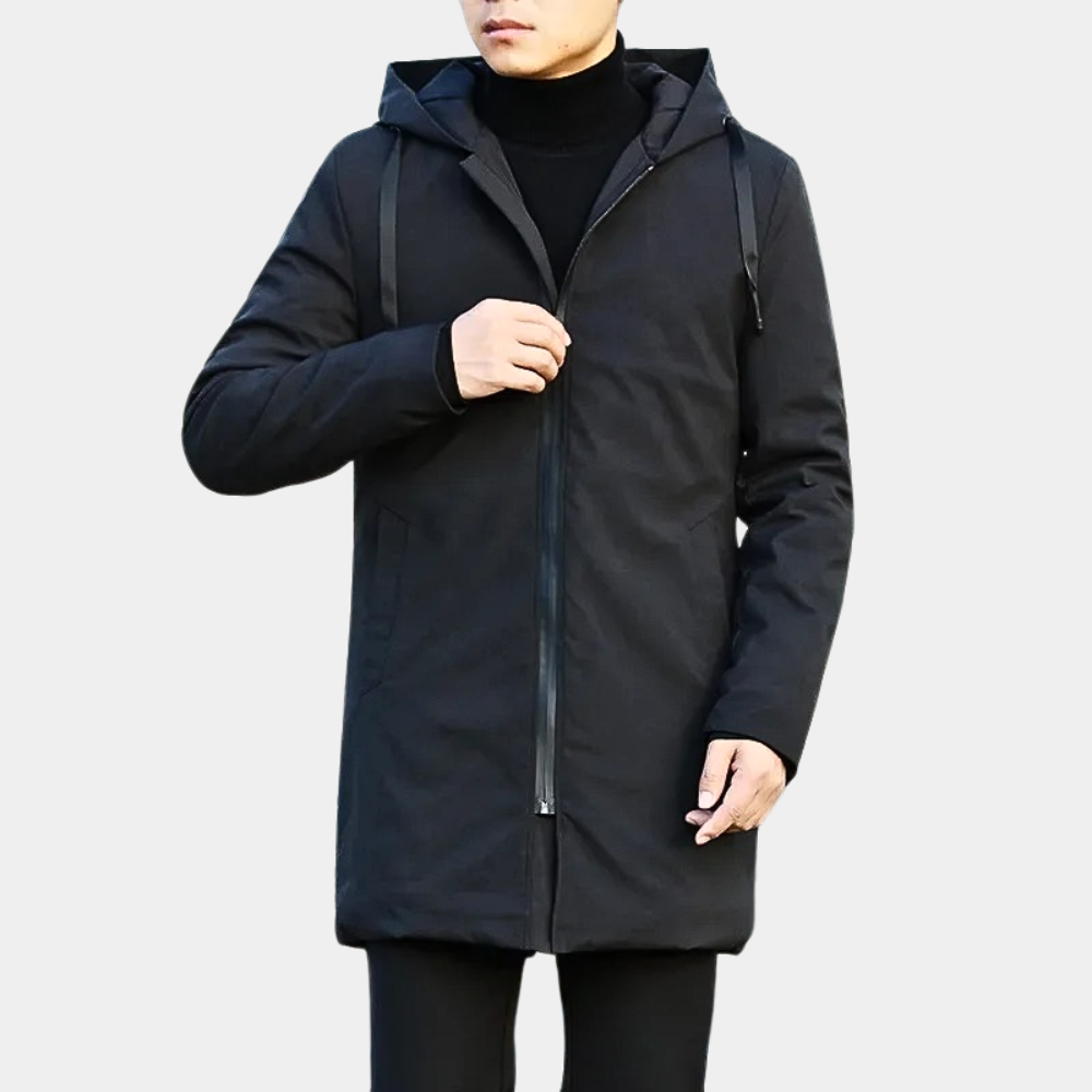 Men's Hooded Longline Zip-Up Jacket