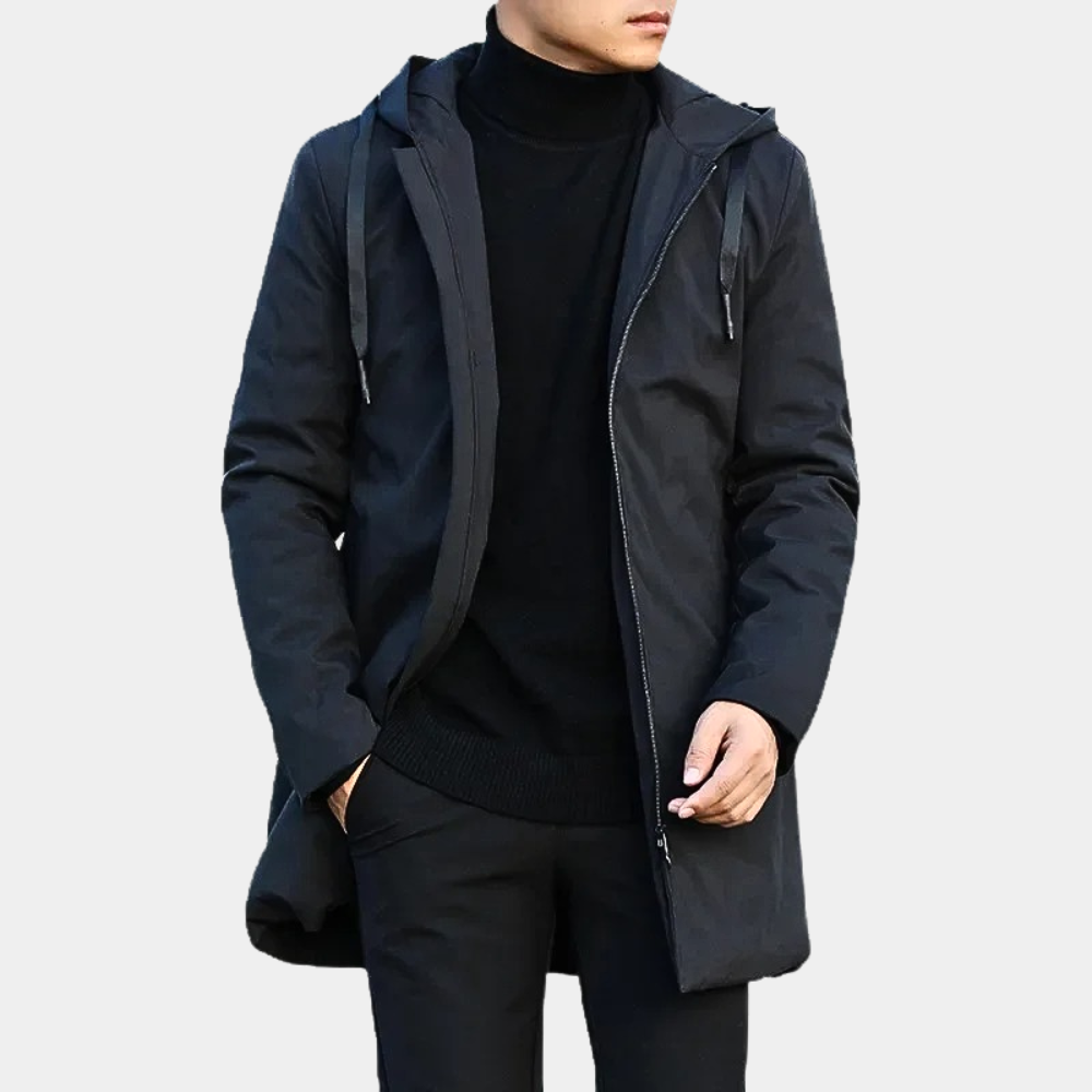 Men's Hooded Longline Zip-Up Jacket