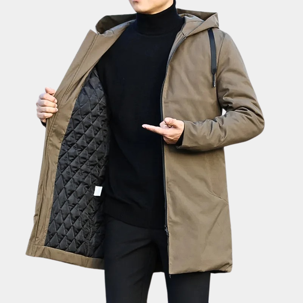 Men's Hooded Longline Zip-Up Jacket