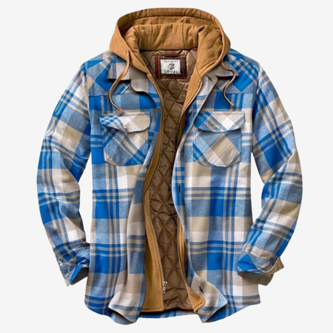 Men's Hooded Plaid Jacket