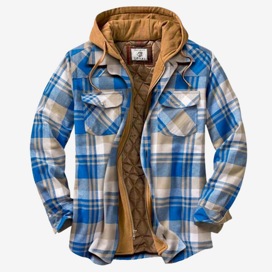 Men's Hooded Plaid Jacket