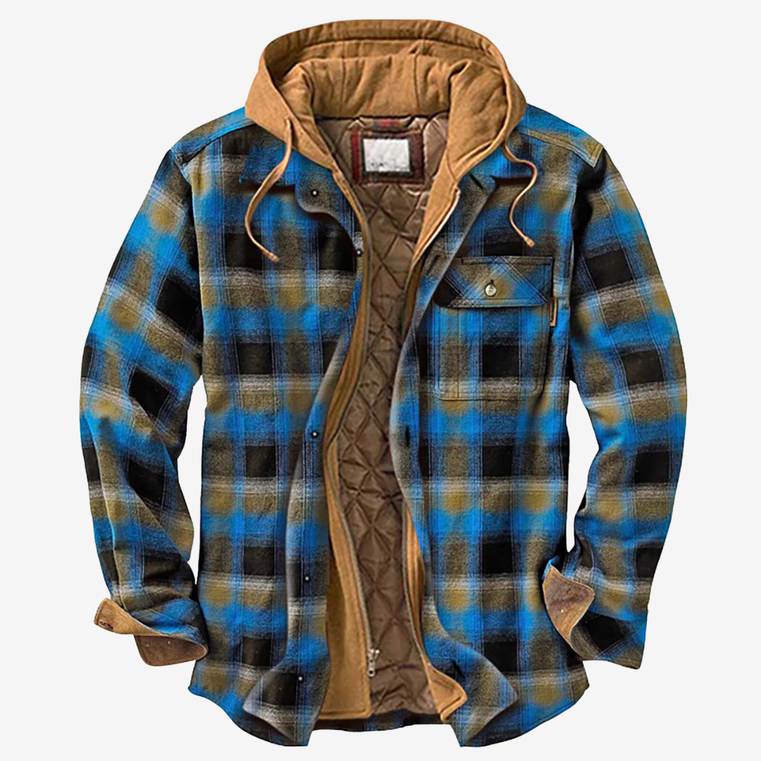 Men's Hooded Plaid Jacket