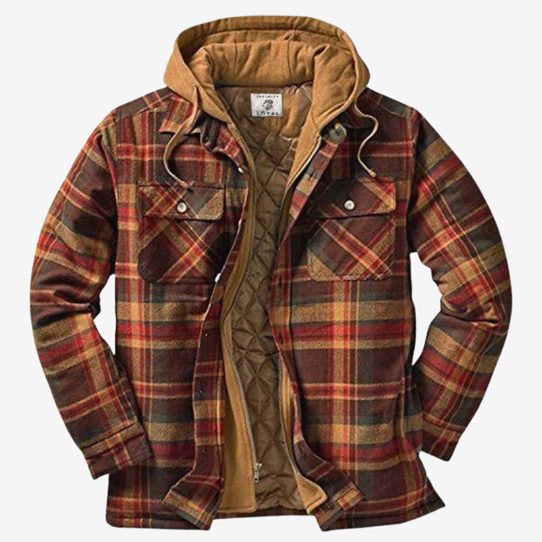 Men's Hooded Plaid Jacket