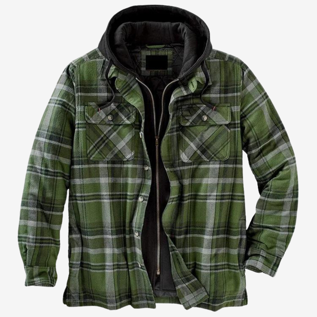 Men's Hooded Plaid Jacket