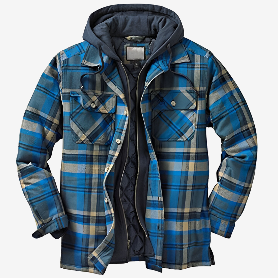 Men's Hooded Plaid Jacket