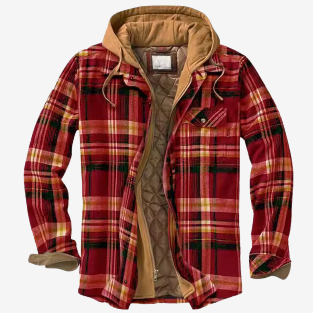 Men's Hooded Plaid Jacket