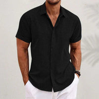 Men's Linen-Blend Short-Sleeve Shirt