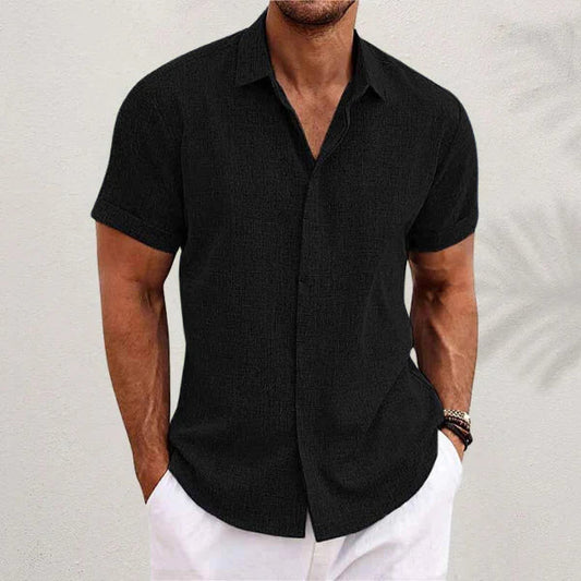 Men's Linen-Blend Short-Sleeve Shirt