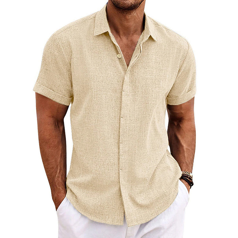 Men's Linen-Blend Short-Sleeve Shirt