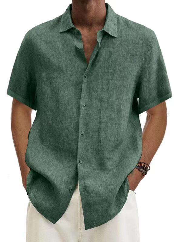 Men's Linen-Blend Short-Sleeve Shirt