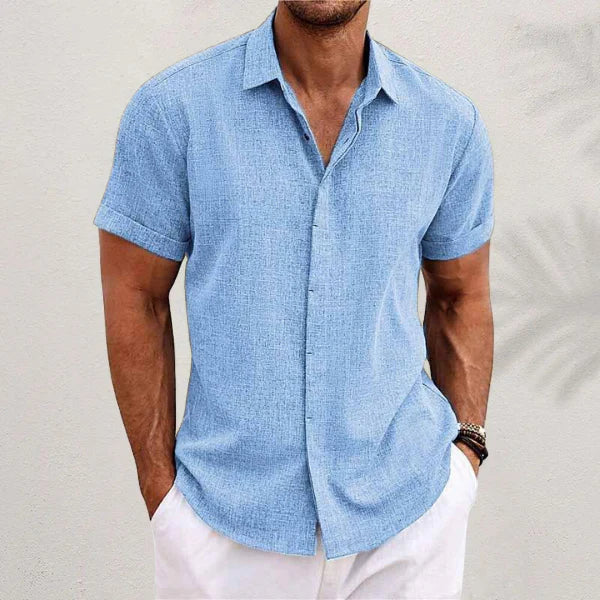 Men's Linen-Blend Short-Sleeve Shirt