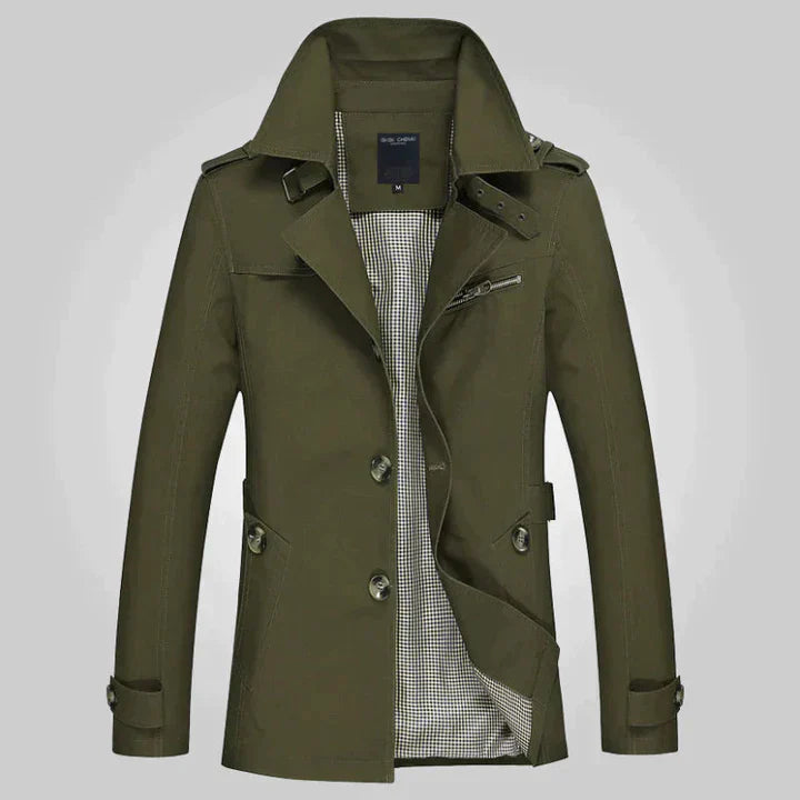 Men's Long Double-Breasted Trench Coat