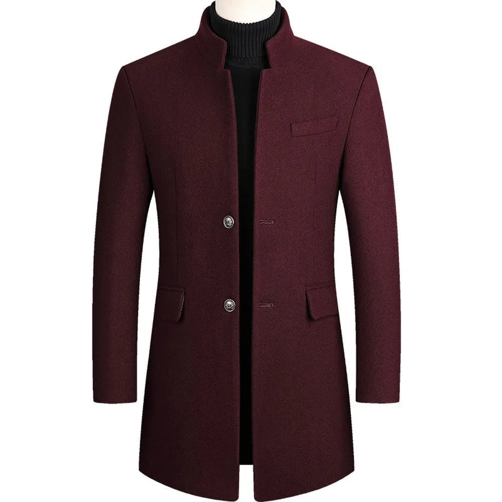 Men's Mandarin Collar Overcoat