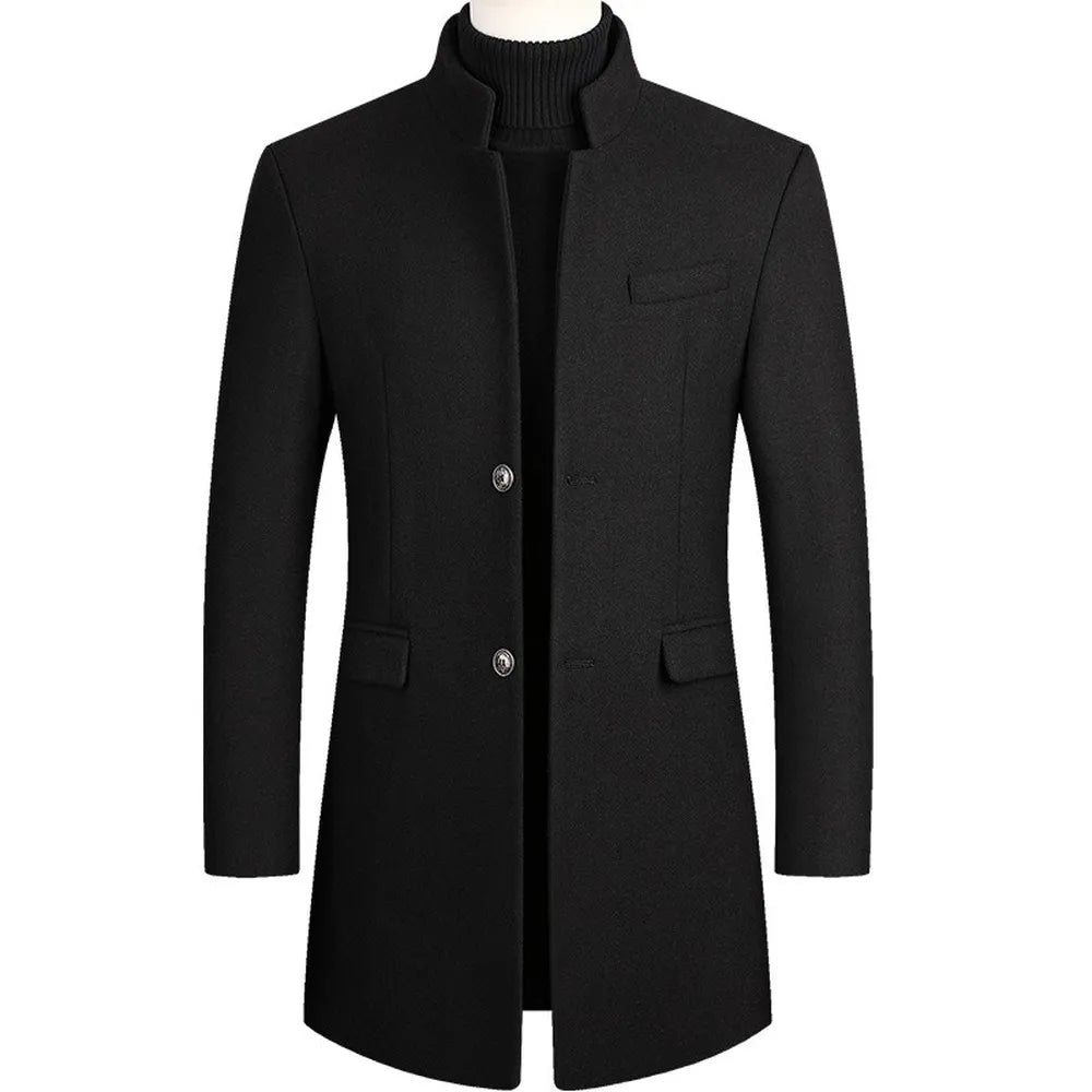 Men's Mandarin Collar Overcoat
