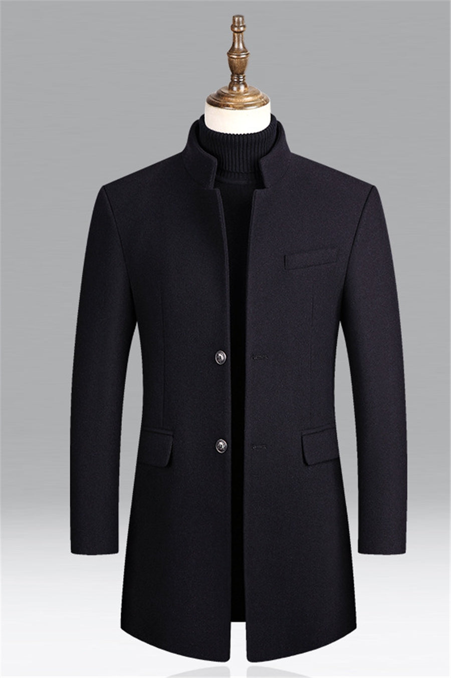 Men's Mandarin Collar Overcoat