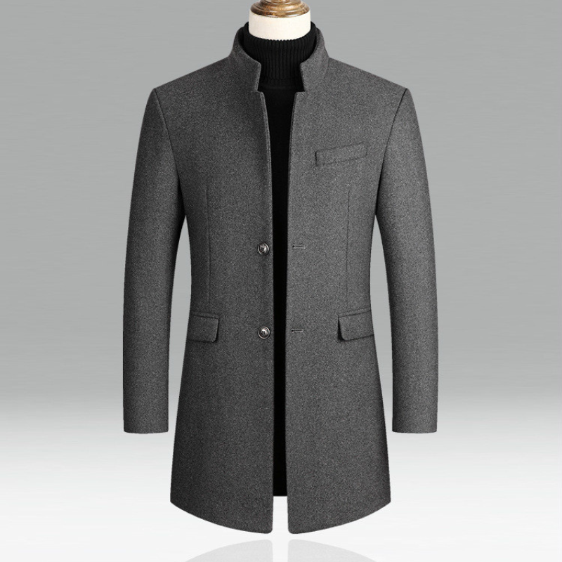 Men's Mandarin Collar Overcoat