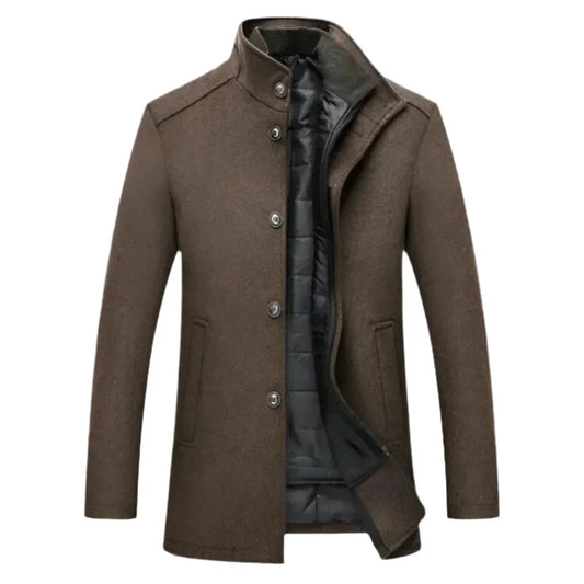 Men's Mid-Length Stand Collar Overcoat