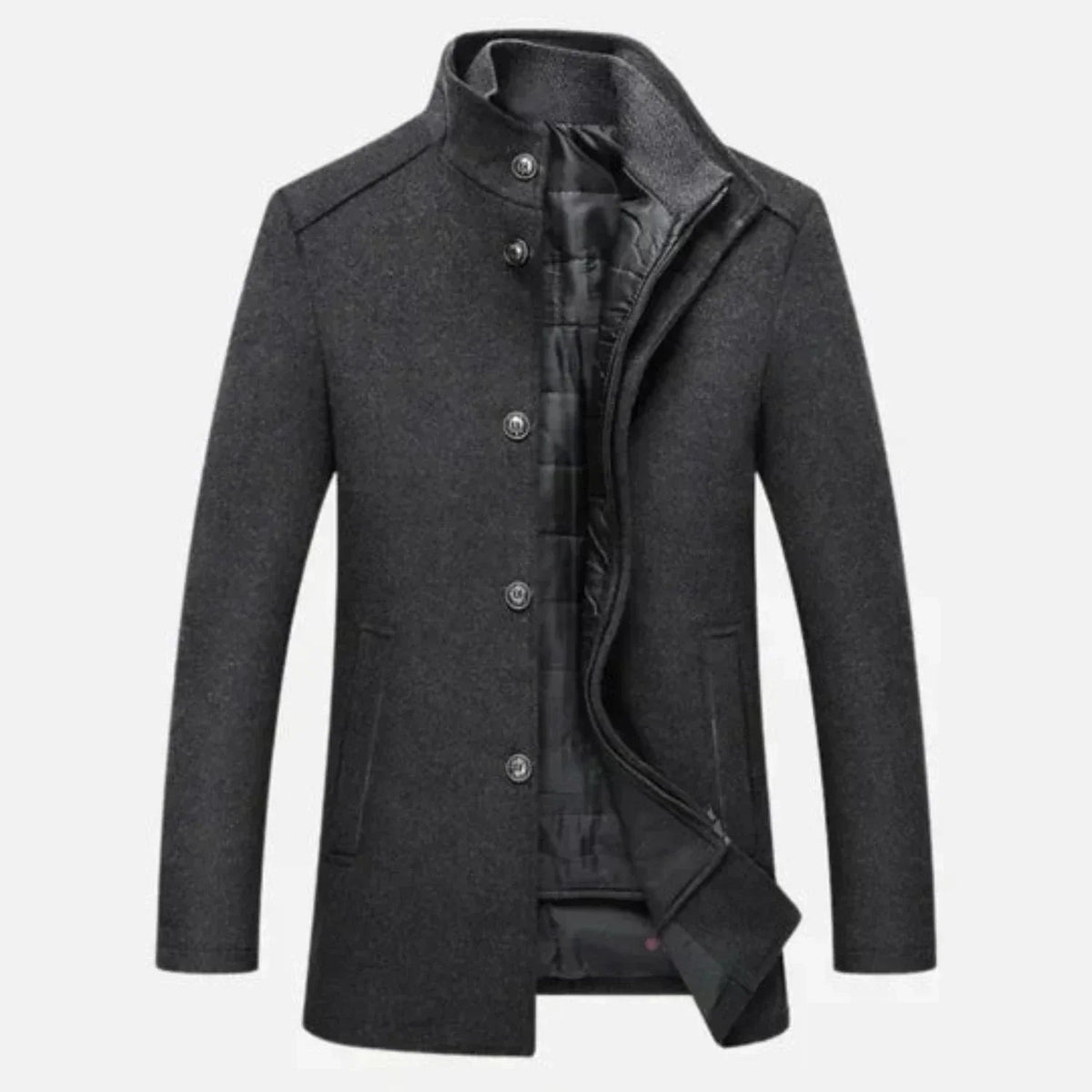 Men's Mid-Length Stand Collar Overcoat