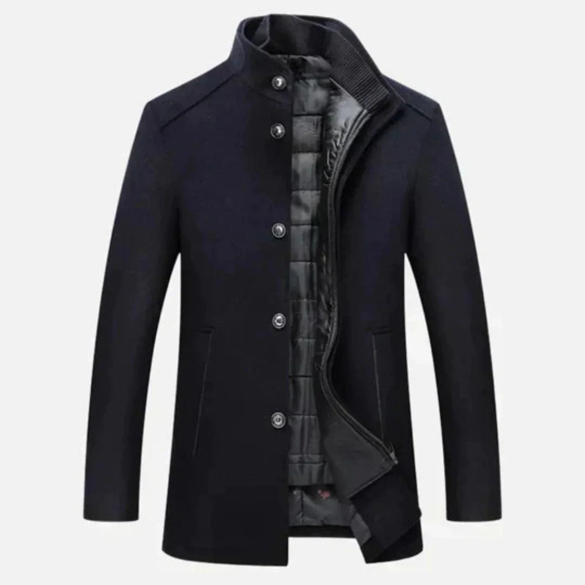 Men's Mid-Length Stand Collar Overcoat