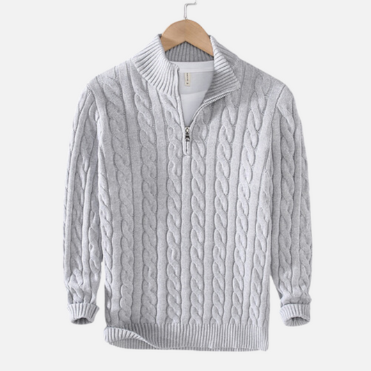 Men's Quarter-Zip Cable-Knit Sweater