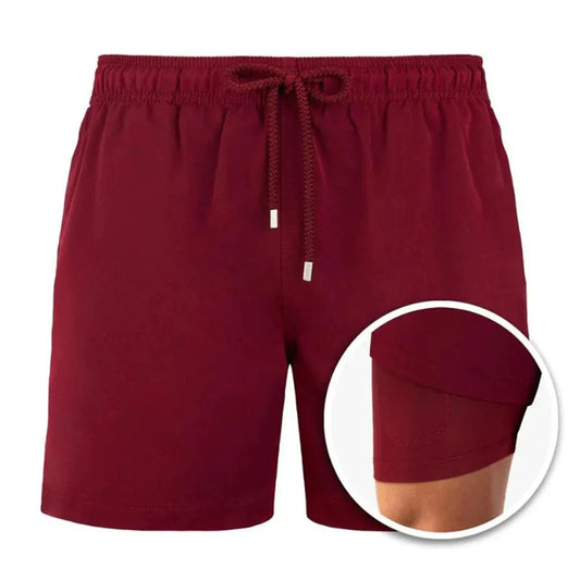 Men's Quick-Drying Swim Trunks with Built-in Briefs