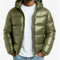 Men's Quilted Hooded Coated Puffer Jacket