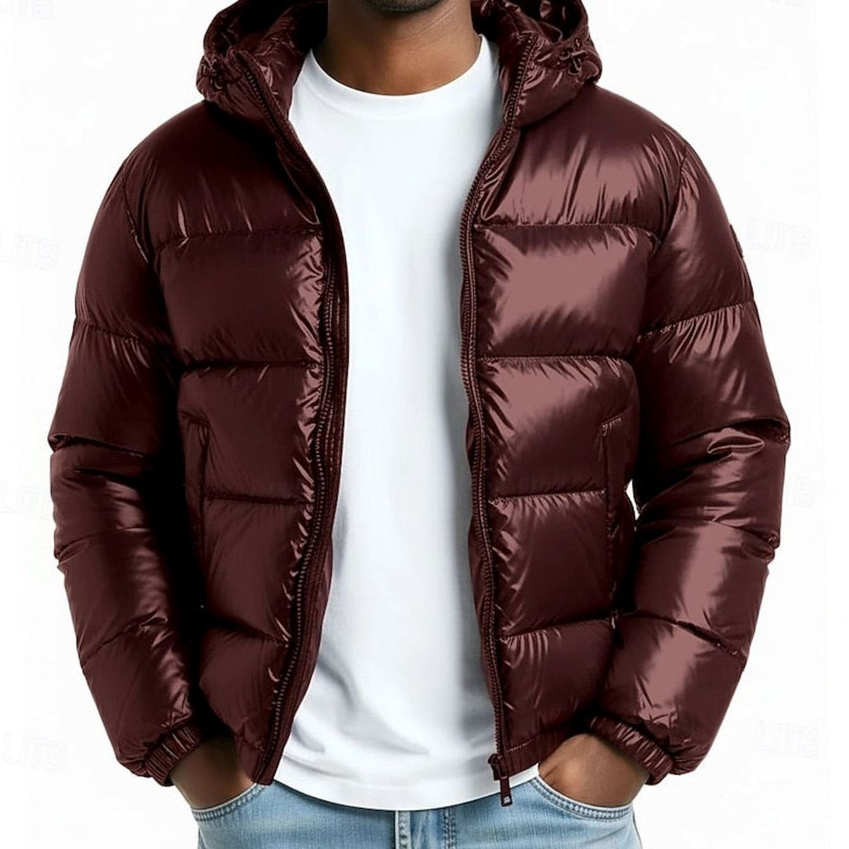 Men's Quilted Hooded Coated Puffer Jacket