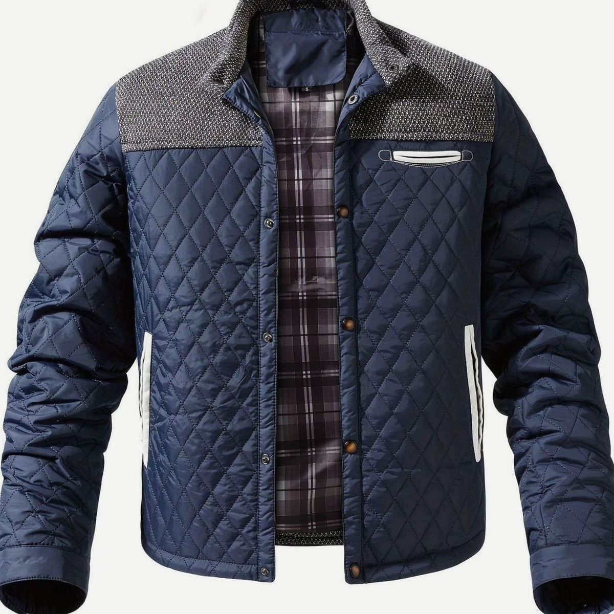 Men's Quilted Stand-Collar Snap-Front Insulated Jacket