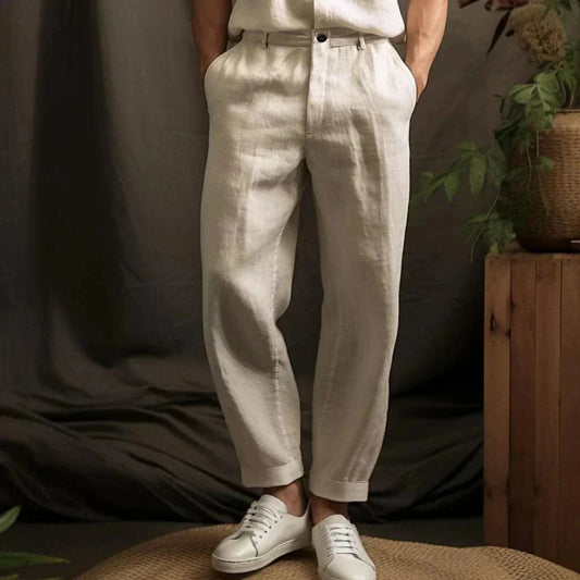 Men's Relaxed Fit Straight-Leg Linen Pants