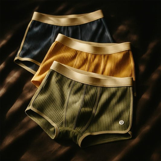 Men's Ribbed Soft Cotton Boxer Briefs - 3 Pack