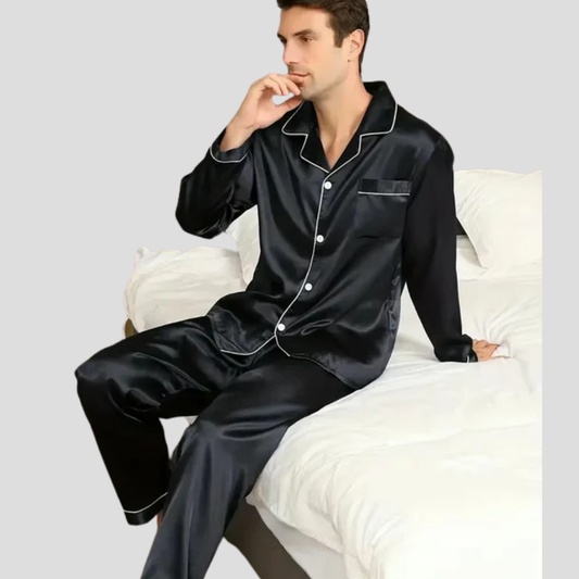 Men's Satin Pyjama Set with Piping