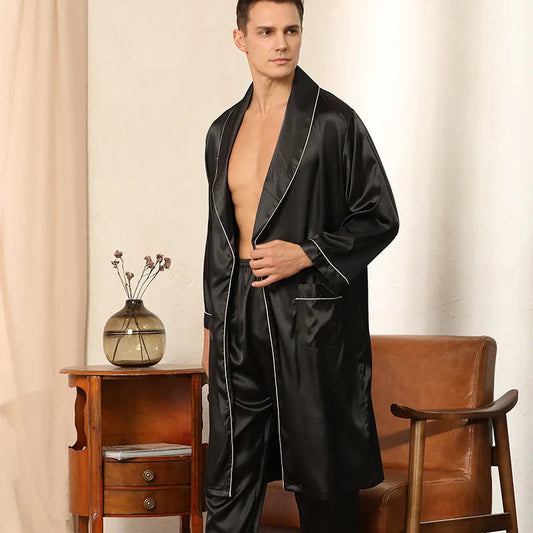 Men's Satin Robe Set for Loungewear and Sleepwear
