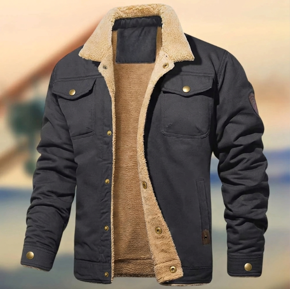 Men's Sherpa Collar Button-Down Jacket