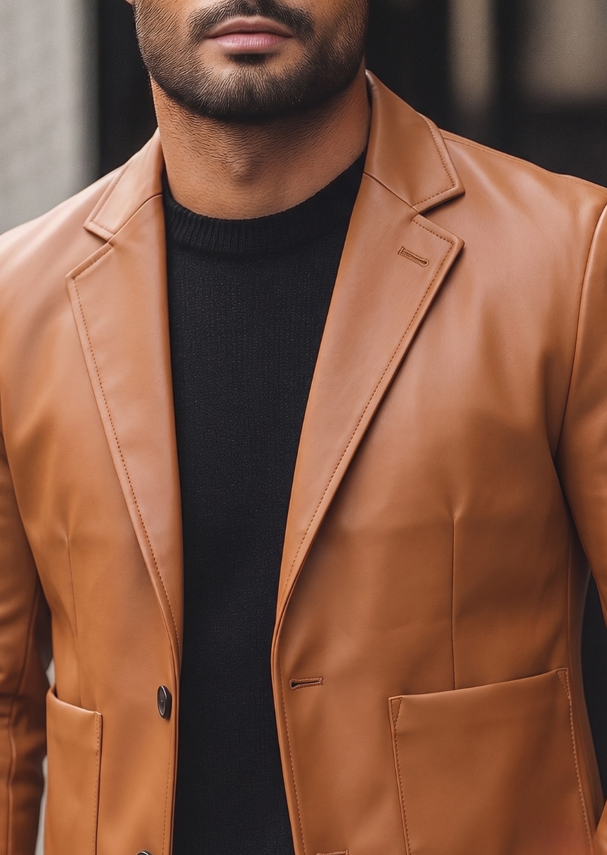 Men's Single-Breasted Blazer Jacket