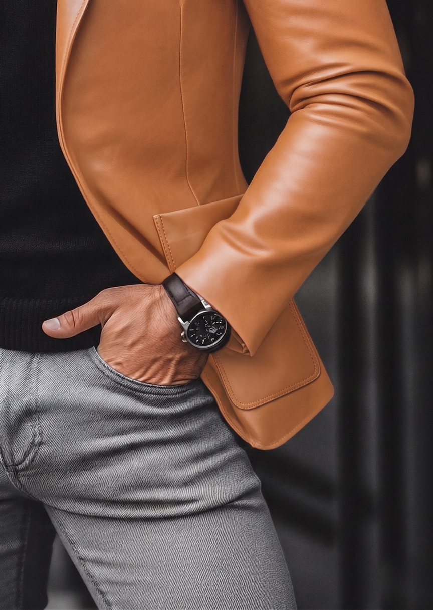 Men's Single-Breasted Blazer Jacket