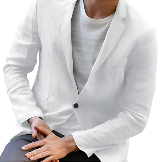 Men's Single-Breasted Linen Jacket