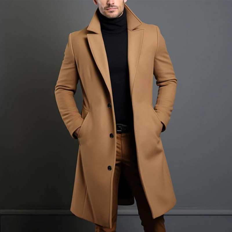 Men's Slim-Fit Long Coat