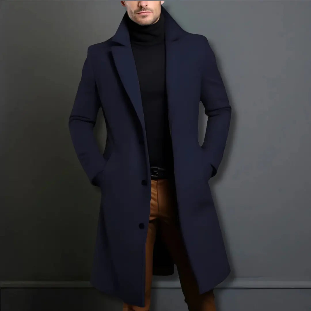 Men's Slim-Fit Long Overcoat