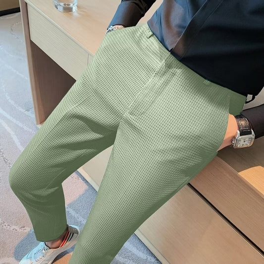 Men's Slim Fit Textured Dress Pants