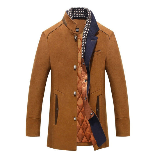 Men's Stand Collar Mid-Length Coat