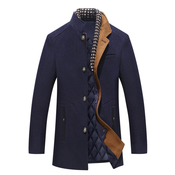 Men's Stand Collar Mid-Length Coat