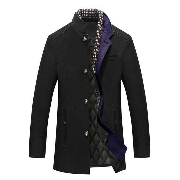 Men's Stand Collar Mid-Length Coat